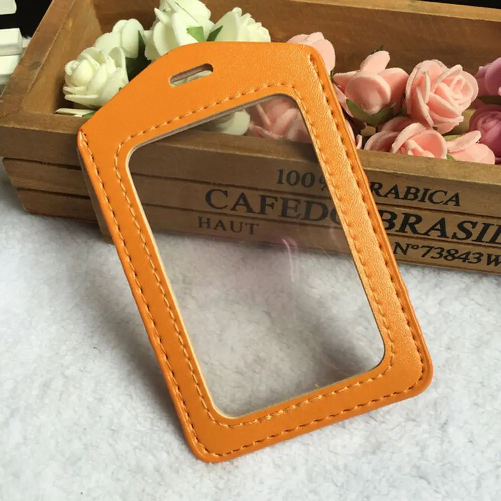 Pu Leather Card Holders Id Badge Case Clear And Color Border Lanyard Holes Bank Credit Id Badge Holders Accessories Wholesales