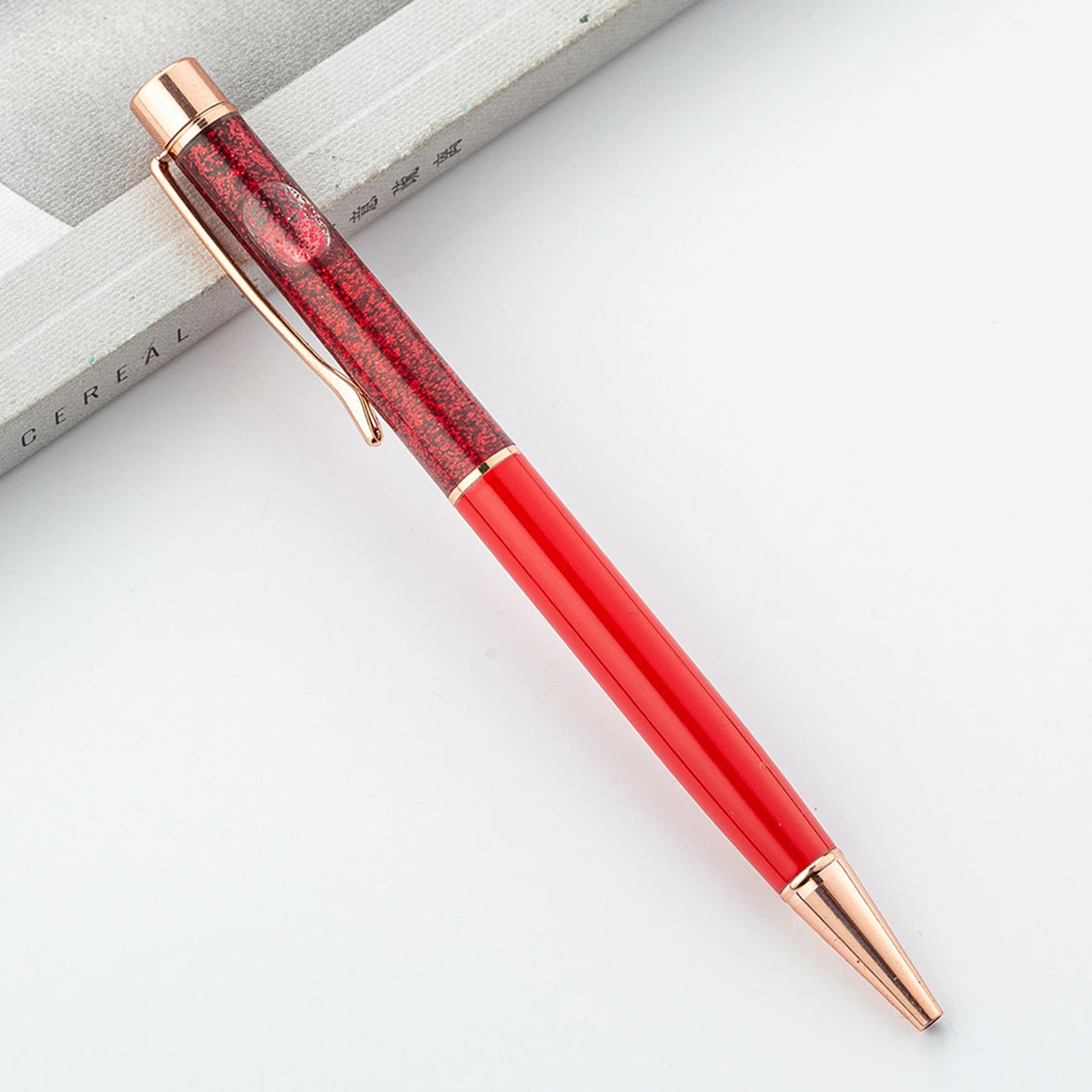 Lytwtw's Ballpoint Pen Oil Metal Office School Supplies Stationery Spinning Rose Gold Gift Cute Clip Glitter