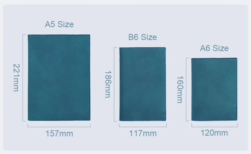 100% Genuine Leather Cover A5A6B6 Sketchbook Planner with Grid Blank Insert Retro Notebooks and Journals Diary Cover Stationery