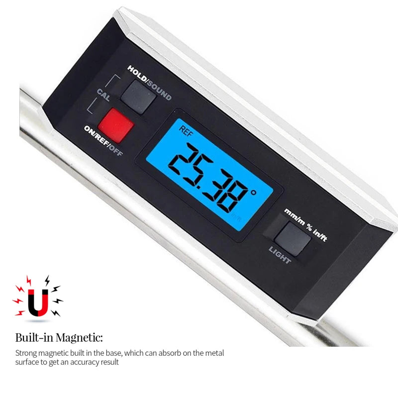 IP65 Digital LCD Protractor Angle Finder Level Inclinometer Magnetic V-Groove 0~360 Degree Inclinometer Level Box with Magnet