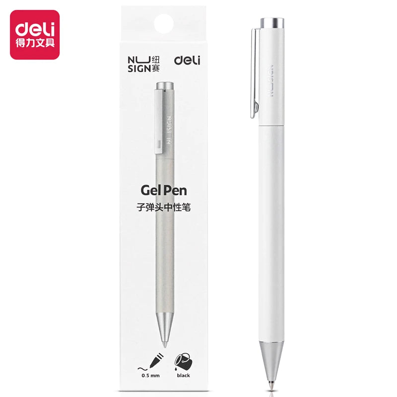 Deli Metal Gel Pen Rollerball Caneta ручка Ballpoint 0.5MM Signing Pens for Office Students Business Stationary Supplies