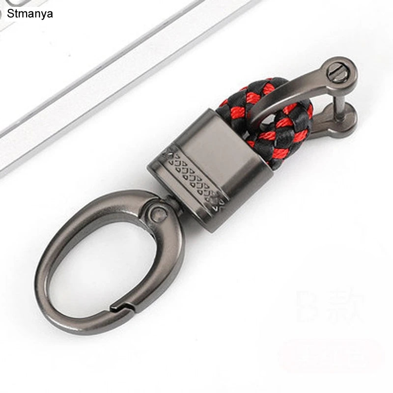 New Hand-Woven Leather Car Key Ring Men Women Rope Key Chain Waist Keychains Charm Metal Key Holder Gift Jewelry