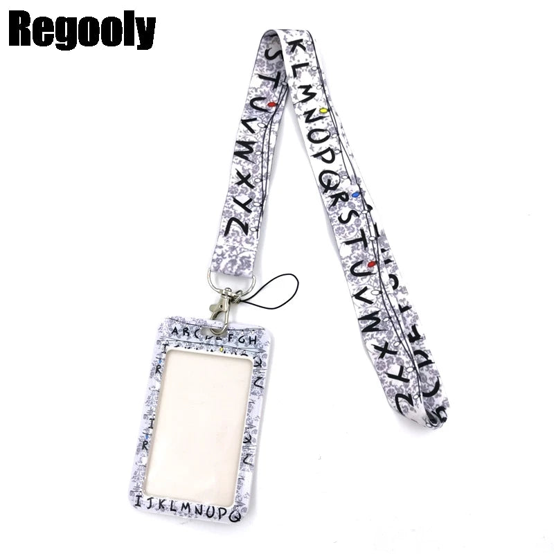 Letters Anime Lanyard Badge Holder ID Card Lanyards Mobile Phone Rope Key Lanyard Neck Straps Keychain Key Ring