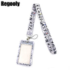 Letters Anime Lanyard Badge Holder ID Card Lanyards Mobile Phone Rope Key Lanyard Neck Straps Keychain Key Ring