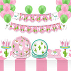 Llama Party Disposable Tableware Cartoon Cactus Alpaca Paper Plates Cups Kids Birthday Party Decoration Baby Shower Supplies