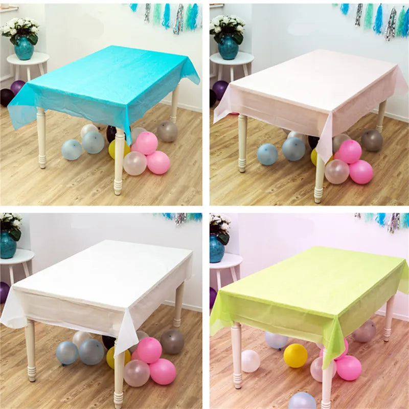 1pc 137*274cm Birthday Party Blue Pink Plastic Table Cover Girl Shower Party Supplies Disposable Table Cloth Wedding Decorations
