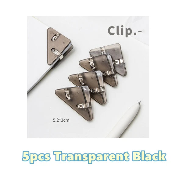 5pcs Mini Color Corner Clips Set Transparent & Solid Colorful Page Holder Paper Clip Clamp File Index Photo Office School A6692