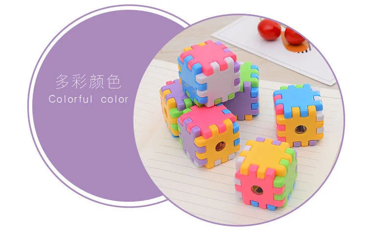 Kawaii Creative Blocks Pencil Sharpener Stationery School Office Supplies Novelty Gift Cube Funny
