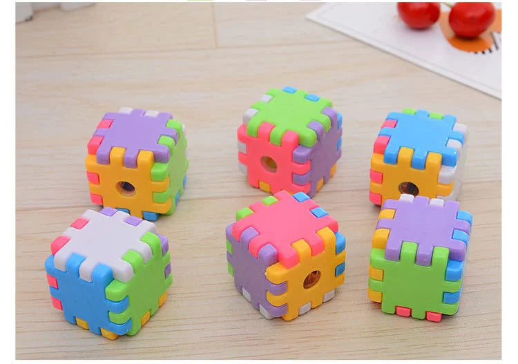 Kawaii Creative Blocks Pencil Sharpener Stationery School Office Supplies Novelty Gift Cube Funny