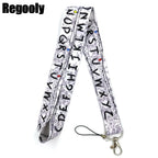 Letters Anime Lanyard Badge Holder ID Card Lanyards Mobile Phone Rope Key Lanyard Neck Straps Keychain Key Ring