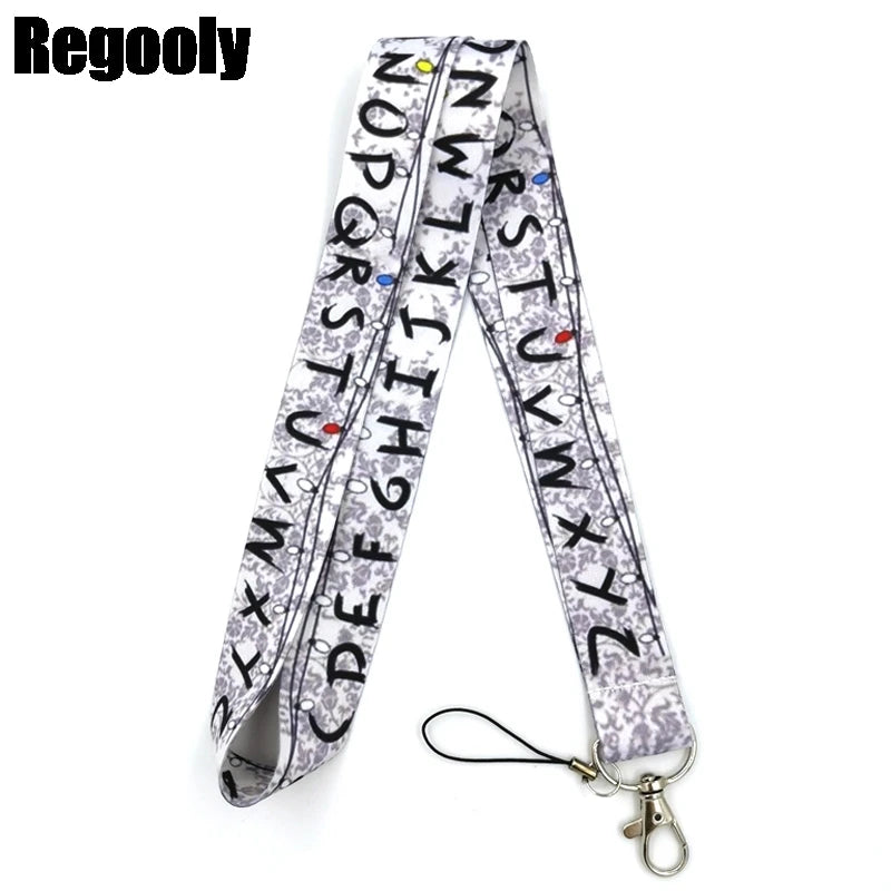 Letters Anime Lanyard Badge Holder ID Card Lanyards Mobile Phone Rope Key Lanyard Neck Straps Keychain Key Ring