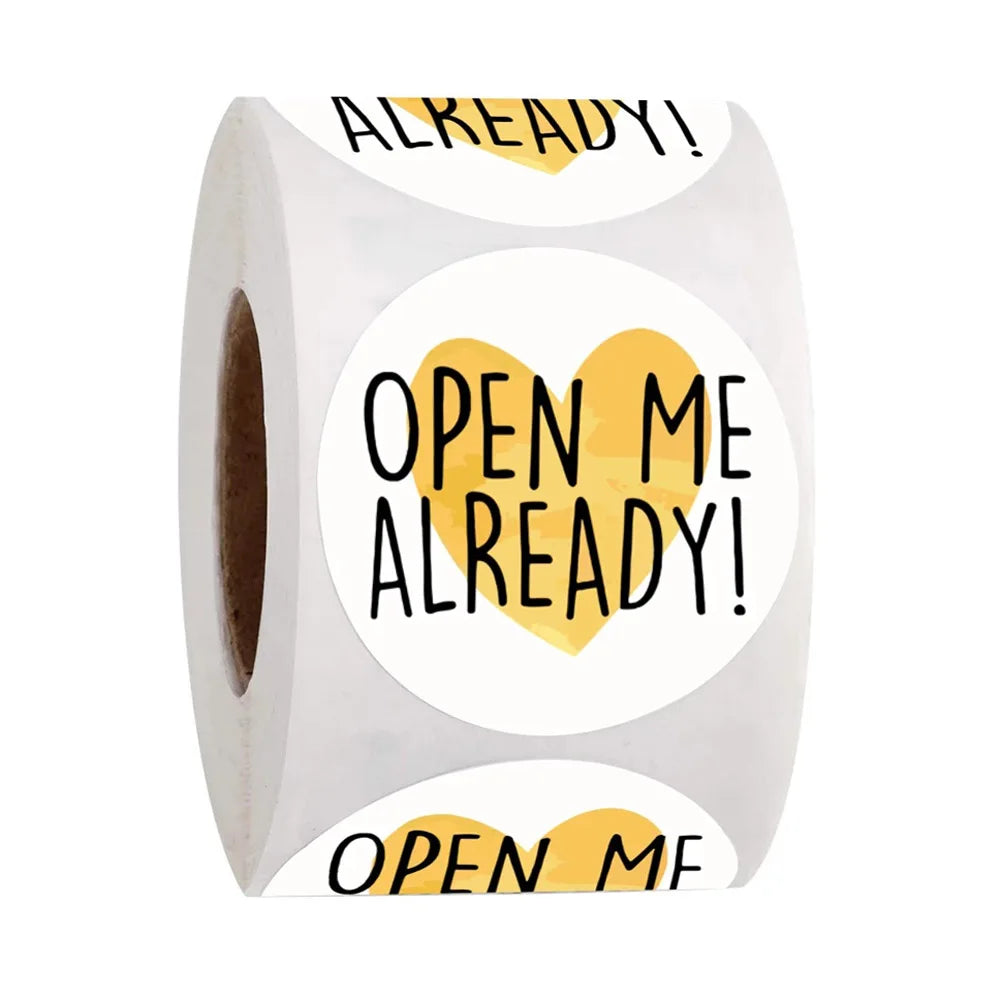 50-500Pcs“Open Me Already" Stickers 1inch Thank You Sticker For Gift Box Decoration Stationery Envelope Postcards Sealing Labels