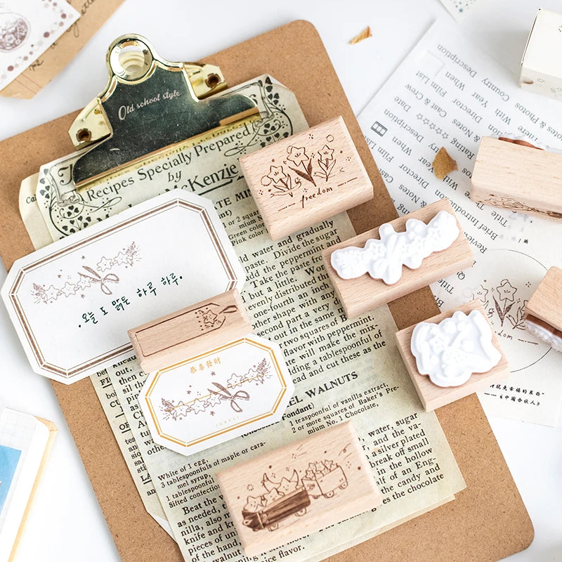 Yoofun Star River Wood Stamps Standard Rubber Kawaii Stamp Seal For DIY Scrapbooking Journal Card Making Decoroation Crafts