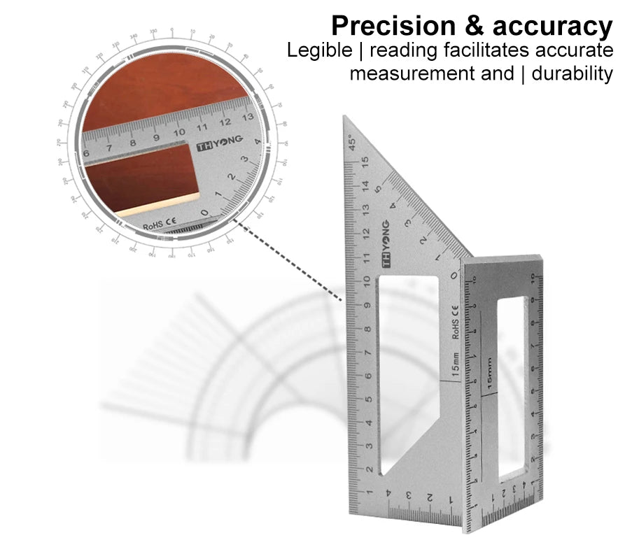 Aluminum Woodwork Scriber T Ruler Multifunction Square 45/90 Degree Gauge Angle Ruler Measuring Woodworking Tool