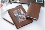 100% Genuine Leather Cover A5A6B6 Sketchbook Planner with Grid Blank Insert Retro Notebooks and Journals Diary Cover Stationery