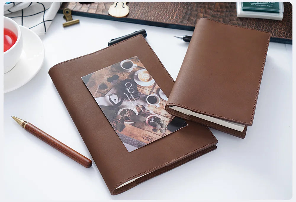 100% Genuine Leather Cover A5A6B6 Sketchbook Planner with Grid Blank Insert Retro Notebooks and Journals Diary Cover Stationery