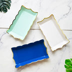 Rectangle Solid Color Disposable Tableware Paper Plates Kids Birthday Party Wedding Valentine's Day Decoration Supplies