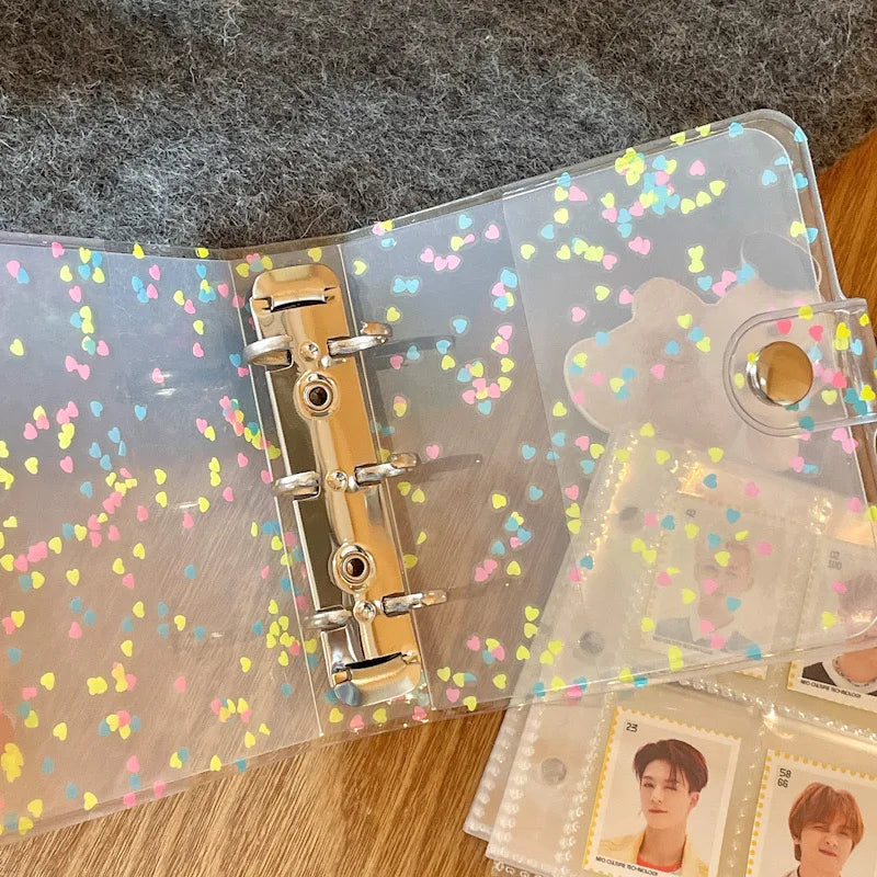 MINKYS New Arrival Kawaii Bling Star 1/2/3 inch Kpop Photocards Collect Book 3 Rings Binder Cards Organizer Book Stationery