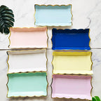 Rectangle Solid Color Disposable Tableware Paper Plates Kids Birthday Party Wedding Valentine's Day Decoration Supplies