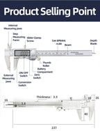 IP54 Calipers Stainless Steel Digital Pachymeter Caliber Measuring Tools Carpenter Tools Electronic Caliper Metal Vernier Ruler