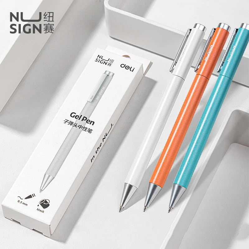 Deli Metal Gel Pen Rollerball Caneta ручка Ballpoint 0.5MM Signing Pens for Office Students Business Stationary Supplies