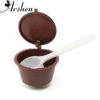Arshen 3pcs/Set Dolce Gusto Plsatic Refillable Coffee Capsule with Spoon Brush 200 Times Reusable Compatible Nescafe Dolce Gusto