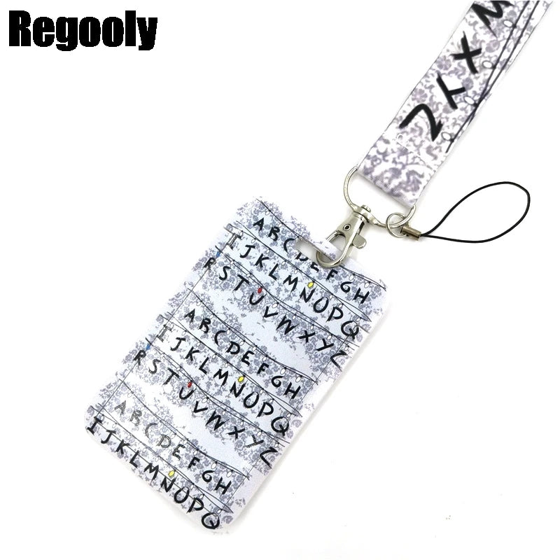 Letters Anime Lanyard Badge Holder ID Card Lanyards Mobile Phone Rope Key Lanyard Neck Straps Keychain Key Ring