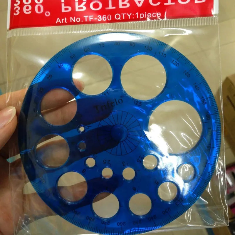 Ellen Brook 1 PCS Stationery 360 Degree Round Ruler Transparent Circle Office School Drafting Supply Protractor Template