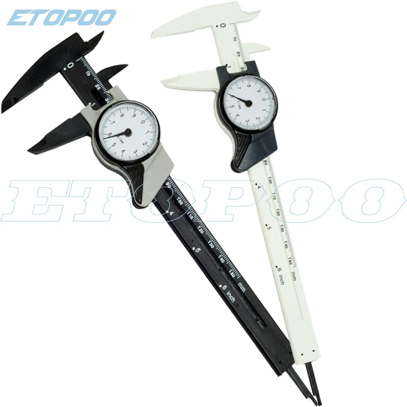 0-150MM 6inch Pure Plastic Vernier Caliper with Dial Plastic Dial Caliper Gauge Digital Caliper Micrometer Thickness Gauge