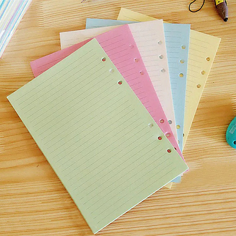 A5 A6 A7 50 Sheet Loose-leaf Colorful Refill Inner Page Line Blank Grid Inner Page Inside Paper Stationery