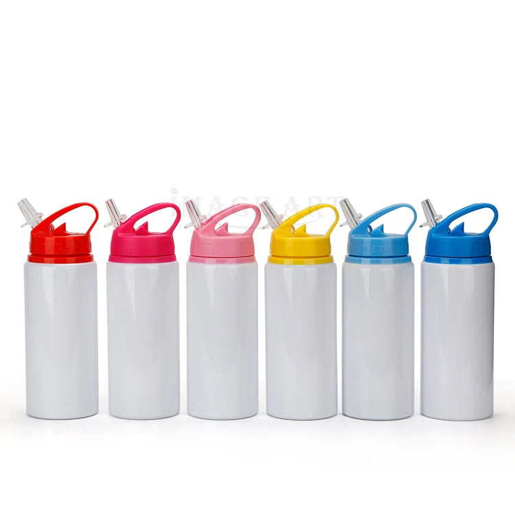 600ML Bottle with Straw DIY Customized Colorful Print LOGO for Travel Sport Team Company Promotion Kids Photo Aluminium Portable