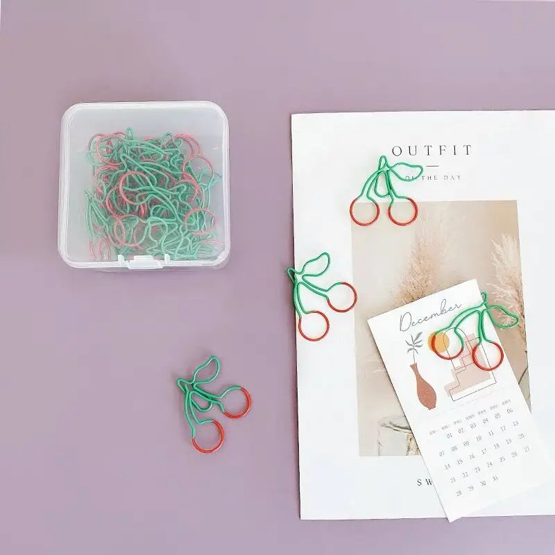MINKYS Kawaii 10pcs/lot Strawberry Lemon Carrot Metal Paper Clip Christmas Song Decorative Bookmark Binder Clips Stationery
