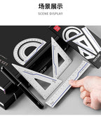 Youpin 4 in 1 Fizz Metal Ruler Stationery Set Aluminum Alloy Multifunctional Combination Ruler Ruler Triangle Protractor Drawing