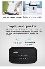 12L Level 4 Confidential Paper Shredder Mini Office Household Granular Paper Document Shredder can continuously shred 5 sheets