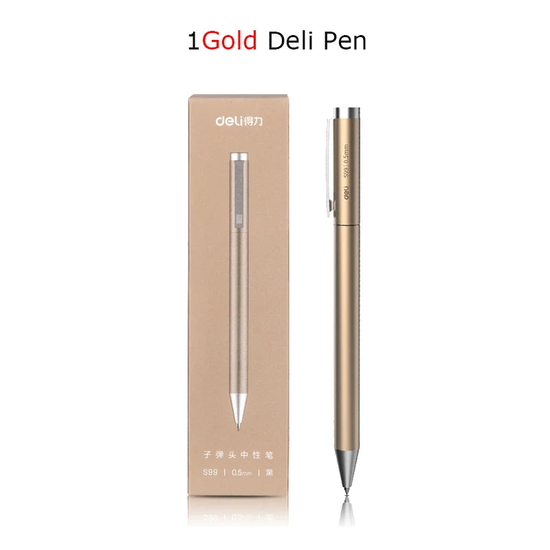 Deli Metal Gel Pen Rollerball Caneta ручка Ballpoint 0.5MM Signing Pens for Office Students Business Stationary Supplies