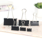 10PCS Metal Paper Clip 19 25 32 41 51mm Foldback Metal Binder Clips Black Grip Clamps Paper Document Office School Stationery