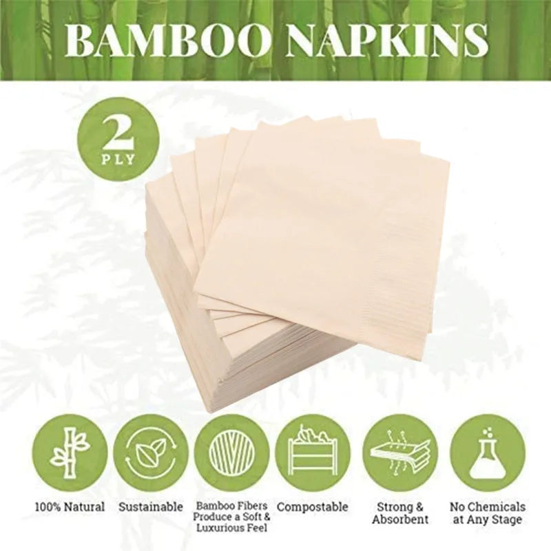 100% Compostable and Eco-friendly Paper Dinner Napkins Perfect for Everyday Dinning,Beverages or Cocktail Disposable