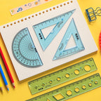 4pcs /set Soft Bendable Straight Ruler 15cm 20cm Protractor Triangular Rule Plastic Child Student Stationery Supplies