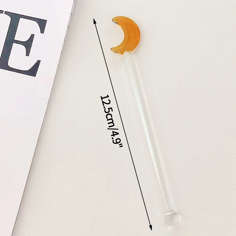 Glass Stirring Rod Moon Star Shape Stir Bar Coffee Cocktail Mixing Sticks Home Party Transparent Aesthetic Cocktail Muddler