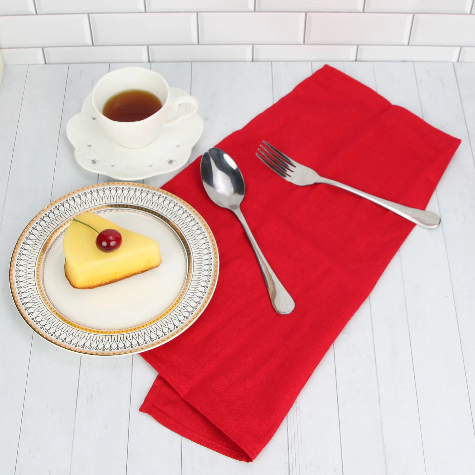 Set of 12 PCS 40x40cm Cotton Linen Blended Cloth Napkins Placemats Soft Dining Table Tea Towels For Home & Events Use
