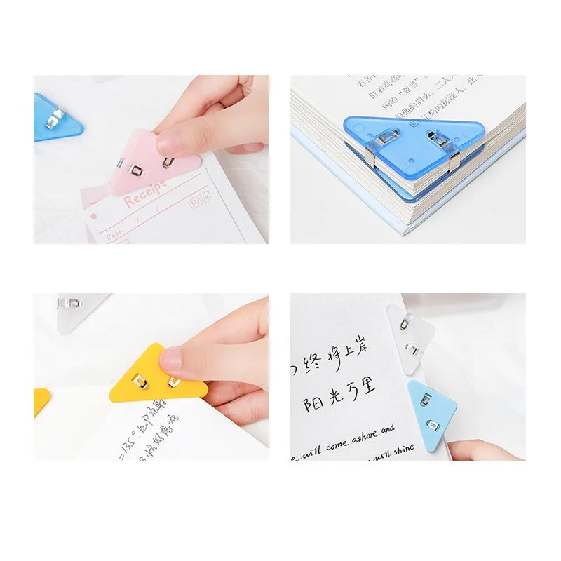 5pcs Mini Color Corner Clips Set Transparent & Solid Colorful Page Holder Paper Clip Clamp File Index Photo Office School A6692