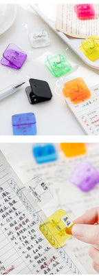 5pcs Candy Mini Square Clips Transparent & Solid Color Page Holder Paper Clip for Memo File Magazine Household A6794