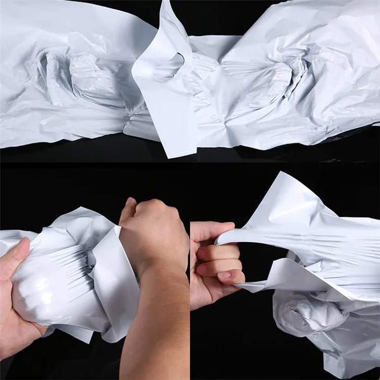 50PCS Portable White Express Courier Tote Bag DIY Logo Plastic Self-Sealing Adhesive Poly Envelope T-shirt Gift Mailing Pouches