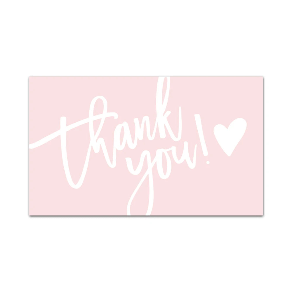 30pcs/pack Pink Thank You Card For Supporting Business Package Decoration "Gorgeous Thanks" Business Card Handmade With Love