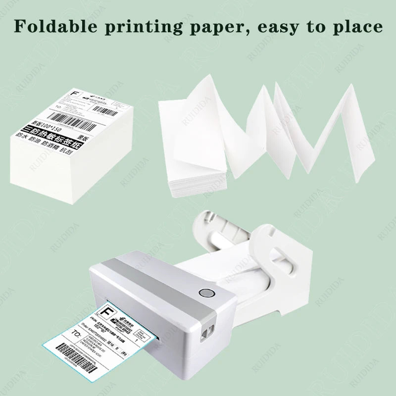 Thermal Paper for Printer Folded Thermal Shipping Label Shipping Barcode Sticker 100x100mm 4x4Inch/100x150mm 4X6Inch/76x130mm