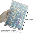 10PCS Holographic Metallic Bubble Mailer Laser Gift Bags Glamour Colorful Foil Bubble Envelopes Padded Shipping Mailing Envelope