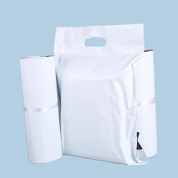 50PCS Portable White Express Courier Tote Bag DIY Logo Plastic Self-Sealing Adhesive Poly Envelope T-shirt Gift Mailing Pouches
