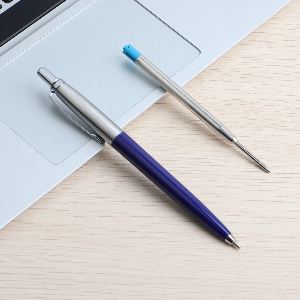 5Pcs/Set Metal Ballpoint Pen Promotional Pens G2 Refill Blue Ink Automatic Ballpoint Pens Set For School stationery office Pen