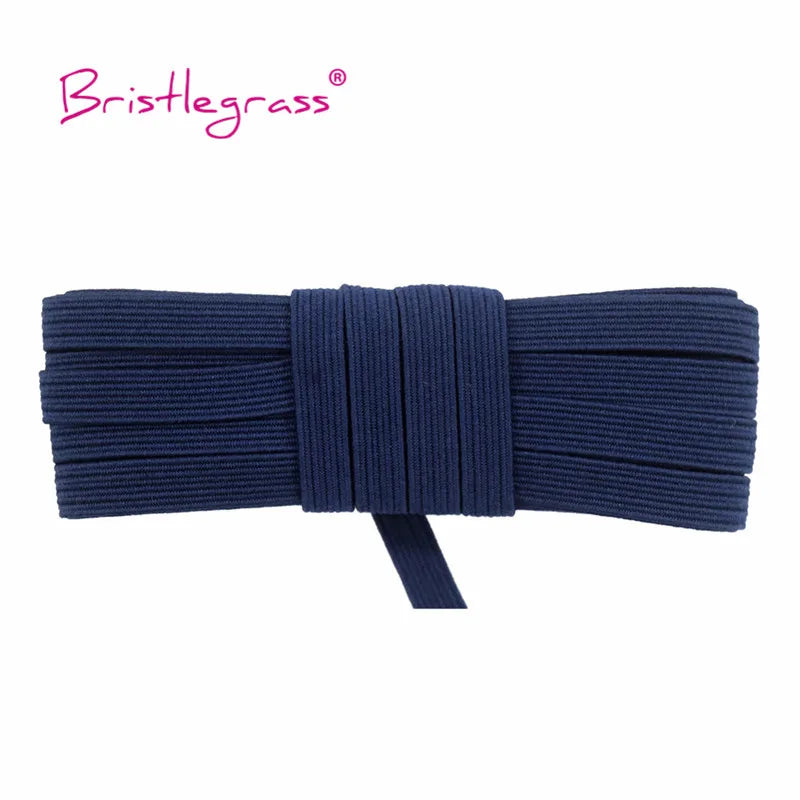 BRISTLEGRASS 2 5 10 Yard 1/4" 6mm Flat Skinny Elastic Cord Glitter Latex Rubber Band Rope Notebook Earloop Dress DIY Sewing Trim