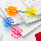 5pcs Candy Mini Square Clips Transparent & Solid Color Page Holder Paper Clip for Memo File Magazine Household A6794